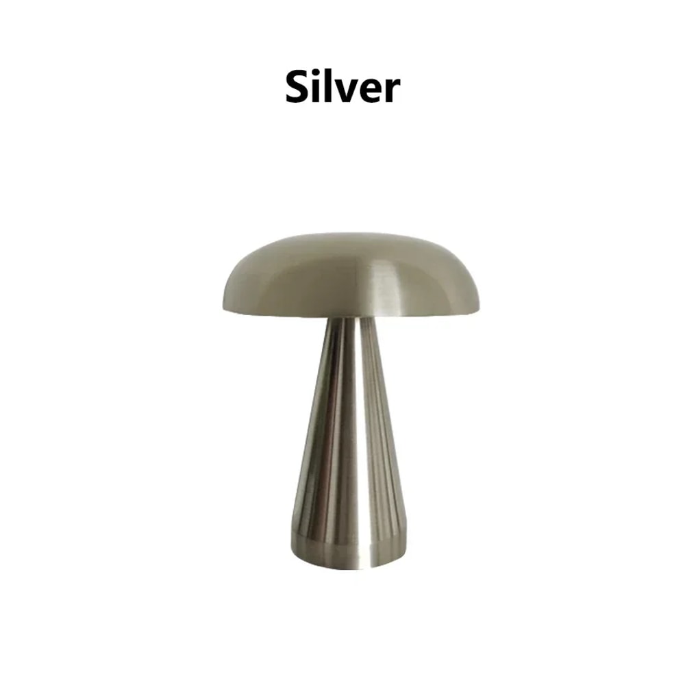 Retro Mushroom LED Table Lamp, Rechargeable Touch Sensor Bedside Lamp, Reading Light for Bedroom, Restaurant and Bar