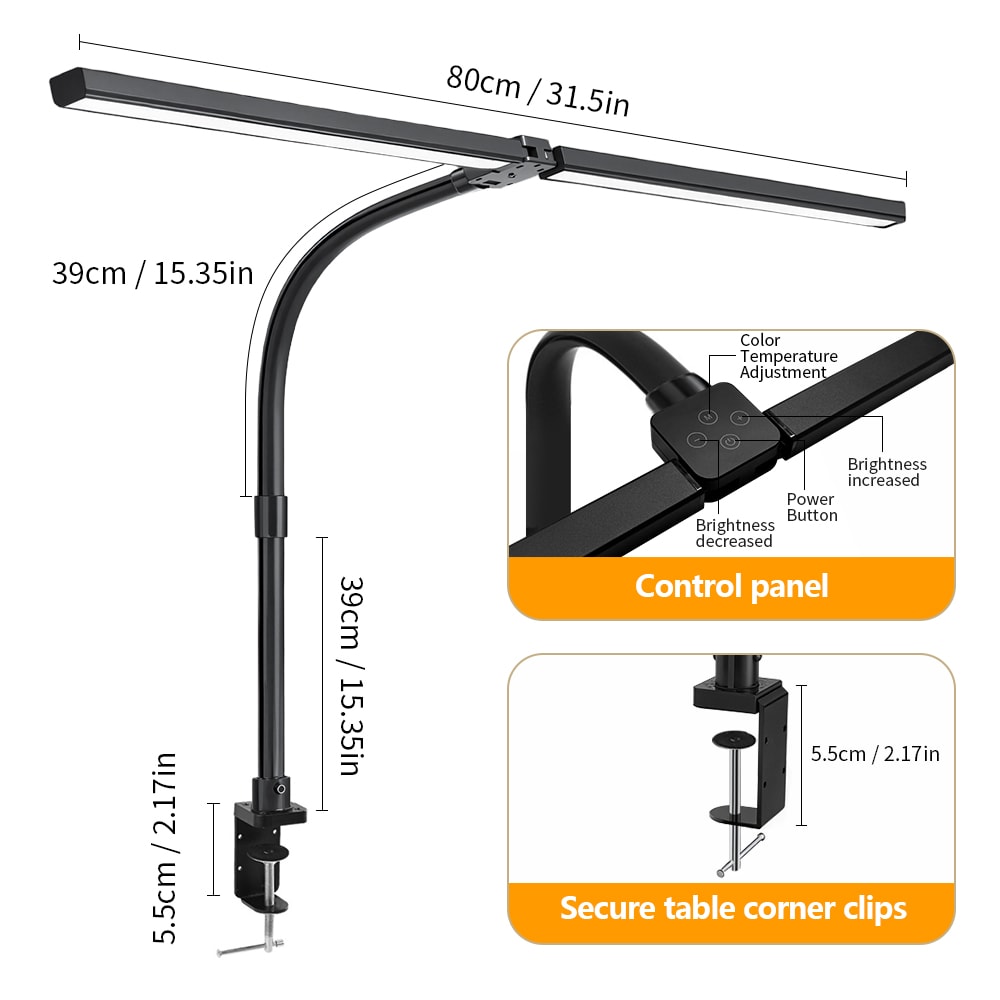 LED Desk Lamp With Clamp Architect Desk Lamp For Home Office Ultra Bright Auto Dimming PC Light Ste