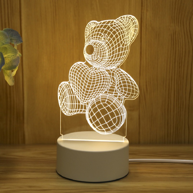 Creative Bear Lamp, Acrylic USB LED Night Light, Xmas Christmas Decorations for Home, Bedroom, Birthday, Wedding Gifts