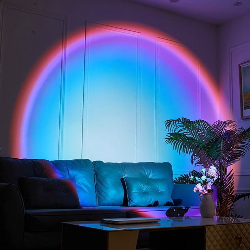 Rainbow Projection Lamp Decorative Sunset Atmosphere Lamp Multi Angle Rotatable For Living Room And 2