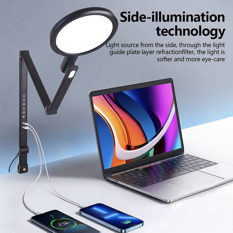 LED MultiFunctional Foldable Clip Reading Desk Lamp USB Output 5Colour Temperature EyeCring Desk La 3