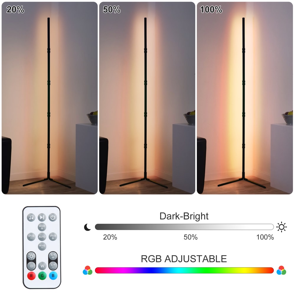 Tuya Floor Lamp with Smart APP Control, Modern LED Corner Light, Atmospheric Stand Lighting for Festival, Remote Control