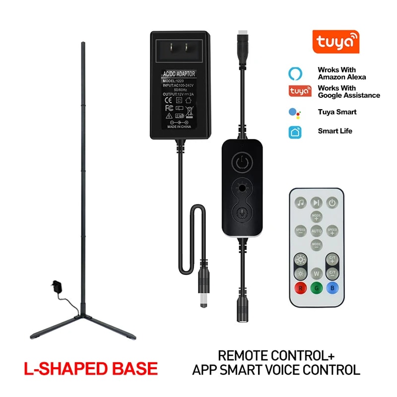 Tuya Floor Lamp with Smart APP Control, Modern LED Corner Light, Atmospheric Stand Lighting for Festival, Remote Control