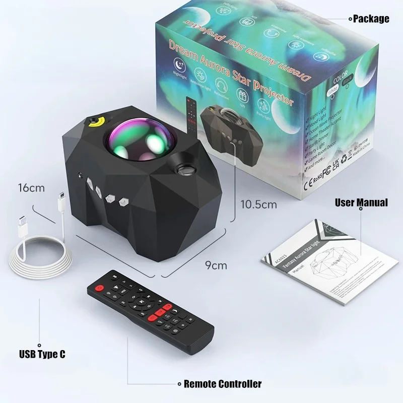 Aurora Projector Galaxy Star Projector Northern Light Moon Lamp For Bedroom Decor Bluetooth Music N 6