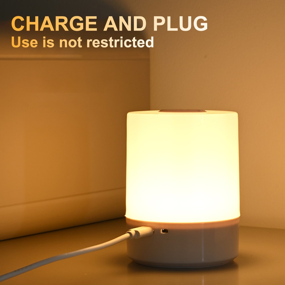 Touch Night Lamp, Dimming Bedroom Bedside Lamp, USB Charging Night Light, Ambient Light, Soft Light Table Lamp for Kids