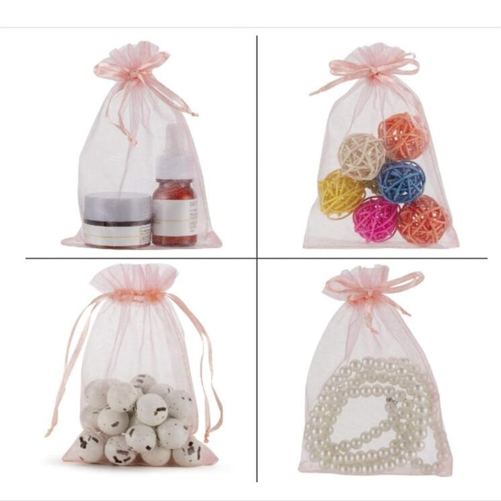 Pink Organza Drawstring Jewelry Small Bag For Earring Favor Wedding Packaging Pouch Organizer For B 2