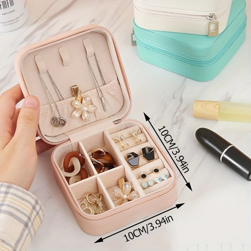 Heart Shaped Jewelry Box, Portable Zipper Jewelry Organizer, Exquisite Travel Ring & Necklace Box, Perfect Valentine Day