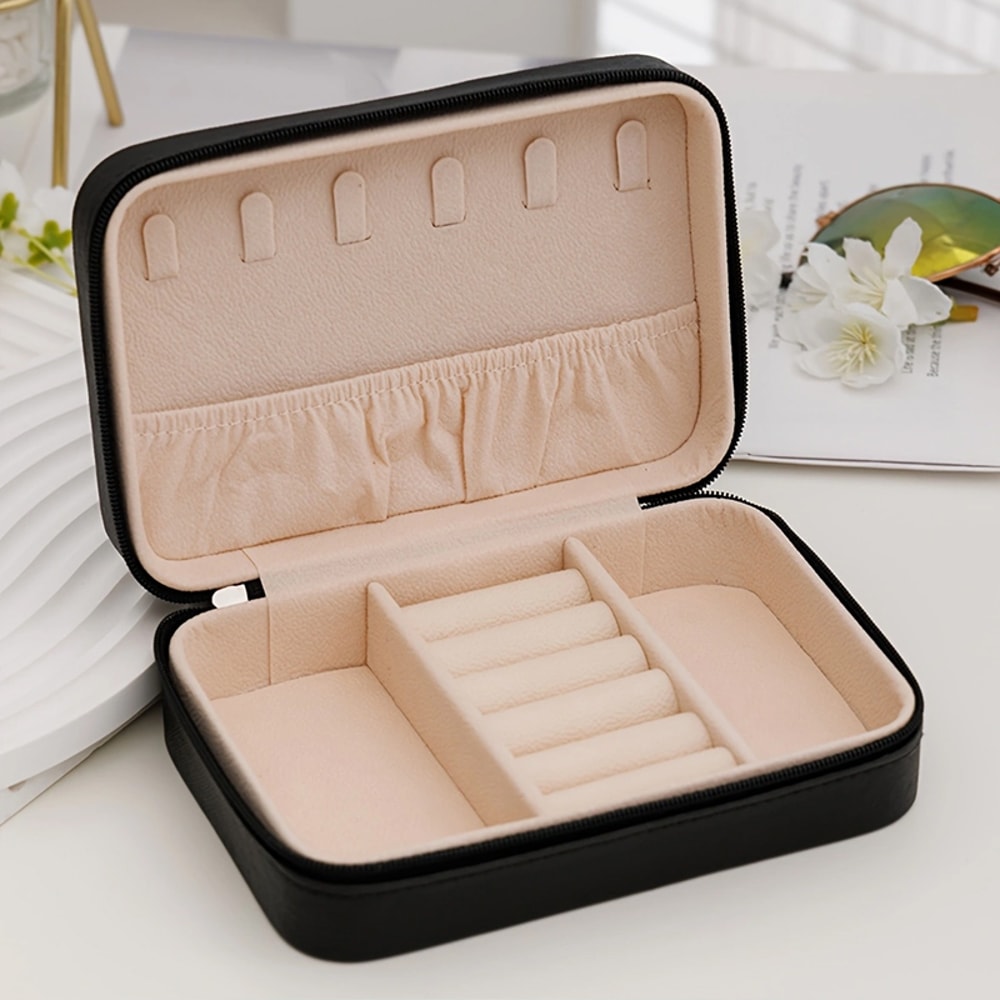 Heart Shaped Jewelry Box, Portable Zipper Jewelry Organizer, Exquisite Travel Ring & Necklace Box, Perfect Valentine Day