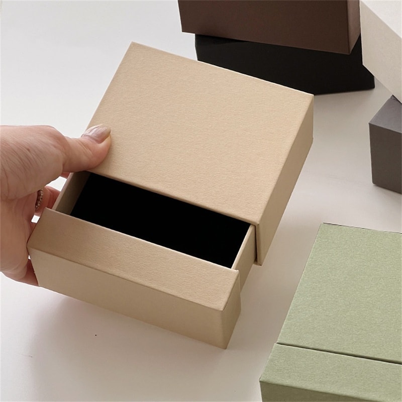 Creative Drawer Jewelry Packaging Box, Necklace Ring Storage Organizer, Earring Bracelet Display Stand Solid Color Paper