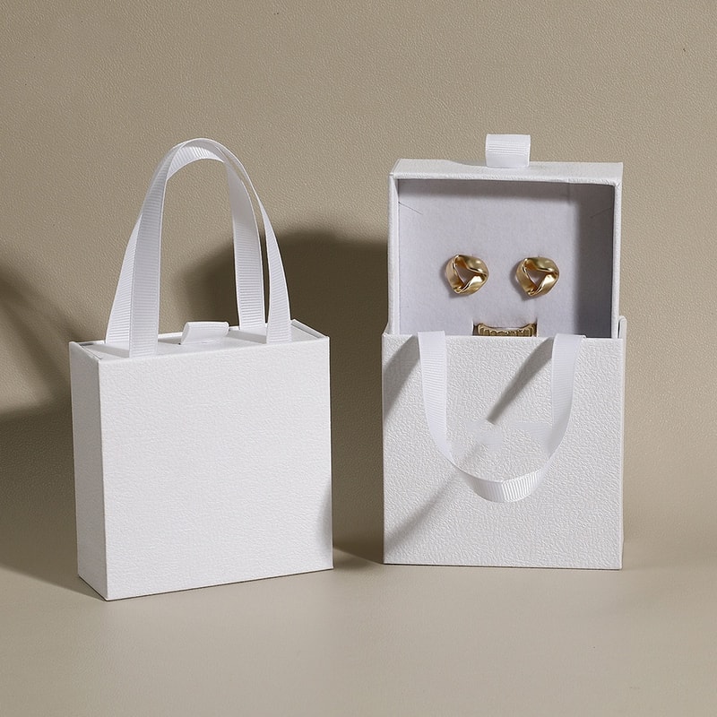 Jewelry Drawer Box with Handle, Wedding or Travel Jewelry Organizer Case, Portable Ring Earrings Necklace Gift Packaging