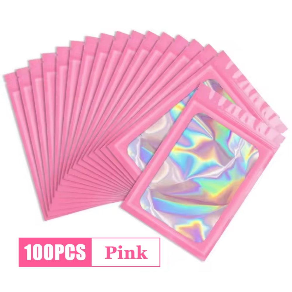 Holographic Ziplock Bags Plastic Laser Iridescent Zip Bag For Jewelry Manicure Eyelash Display Earr 7