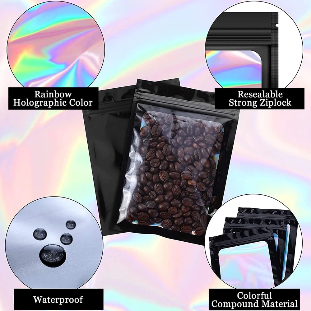 Holographic Ziplock Bags Plastic Laser Iridescent Zip Bag For Jewelry Manicure Eyelash Display Earr 5