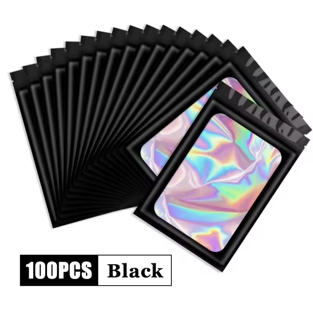 Holographic Ziplock Bags Plastic Laser Iridescent Zip Bag For Jewelry Manicure Eyelash Display Earr 8