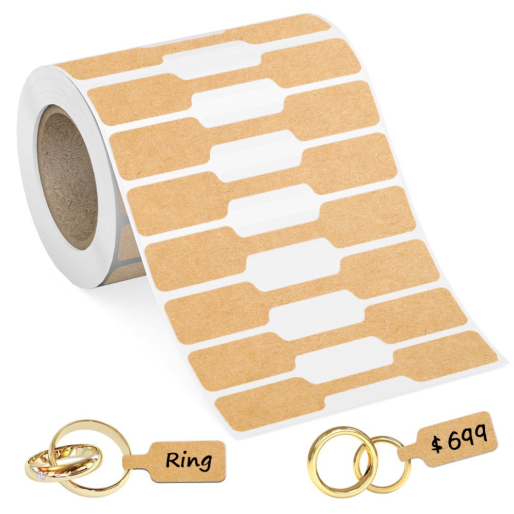 Roll Blank Paper Price Tags, Portable Self Adhesive Stickers for Jewelry Hangtags, Necklace Ring Display Packaging