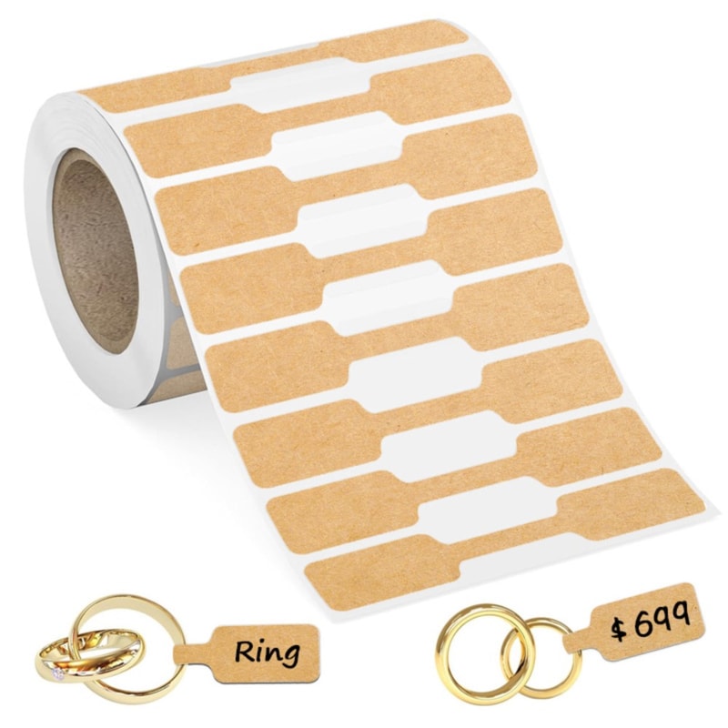 Roll Blank Paper Price Tags, Portable Self Adhesive Stickers for Jewelry Hangtags, Necklace Ring Display Packaging