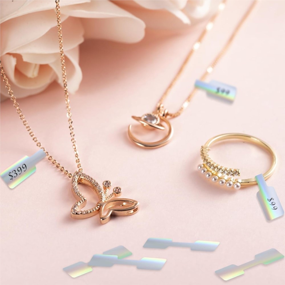 Roll Blank Paper Price Tags, Portable Self Adhesive Stickers for Jewelry Hangtags, Necklace Ring Display Packaging