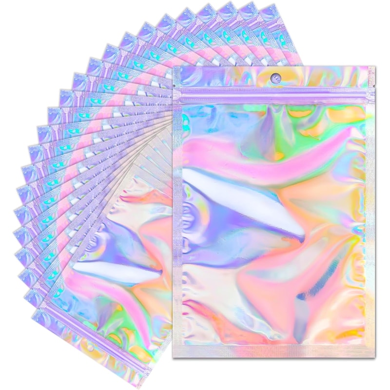 Resealable Deodorant Bag, Holographic Aluminum Foil Bag, Zip Lock Candy Jewelry Packaging