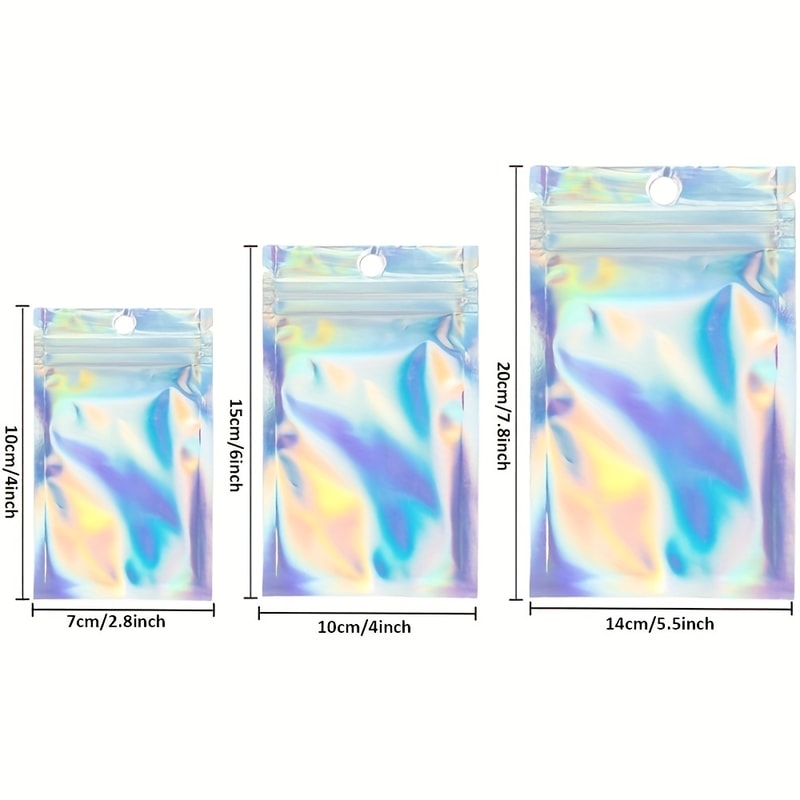 Resealable Deodorant Bag, Holographic Aluminum Foil Bag, Zip Lock Candy Jewelry Packaging