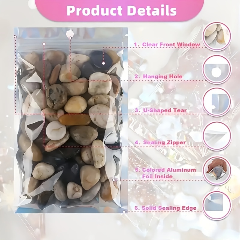 Resealable Deodorant Bag, Holographic Aluminum Foil Bag, Zip Lock Candy Jewelry Packaging