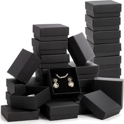 black kraft jewelry gift box, cardboard ring necklace earring organizer, packaging case with sponge inside