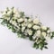 Luxury White Rose Artificial Flower Row, Wedding Table Centerpiece, Backdrop Wall Arches, Floral Party Stage Decor
