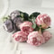 Rose Pink Silk Peony Artificial Flowers Bouquet, Big Head and Bud, Fake Flowers for Home and Wedding Decoration