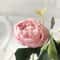 Rose Pink Silk Peony Artificial Flowers Bouquet, Big Head and Bud, Fake Flowers for Home and Wedding Decoration