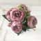 Rose Pink Silk Peony Artificial Flowers Bouquet, Big Head and Bud, Fake Flowers for Home and Wedding Decoration