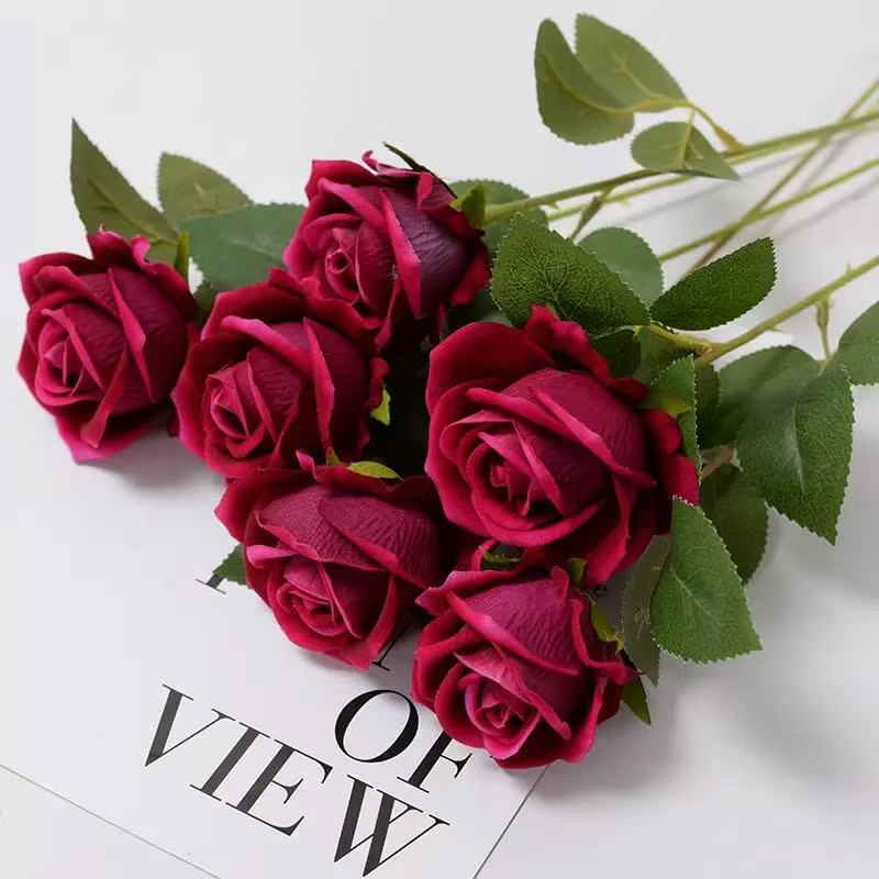 Artificial Red Roses, Realistic Fake Rose Branch for Wedding Home Decor, Roses Artificial Flowers for Floral Arrangement