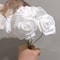 White Rose Artificial Flower Head With Stem DIY Bouquet Wedding Party Decoration Scrapbook Supplies 4