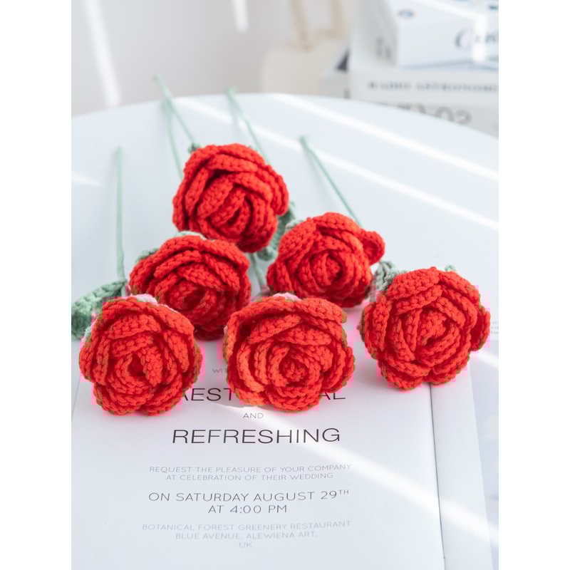 Artificial Handmade Crochet Rose, Wedding Bridal Bouquet, Outdoor Garden Arch, DIY Gift Box, Home Bonsai, Party Decor