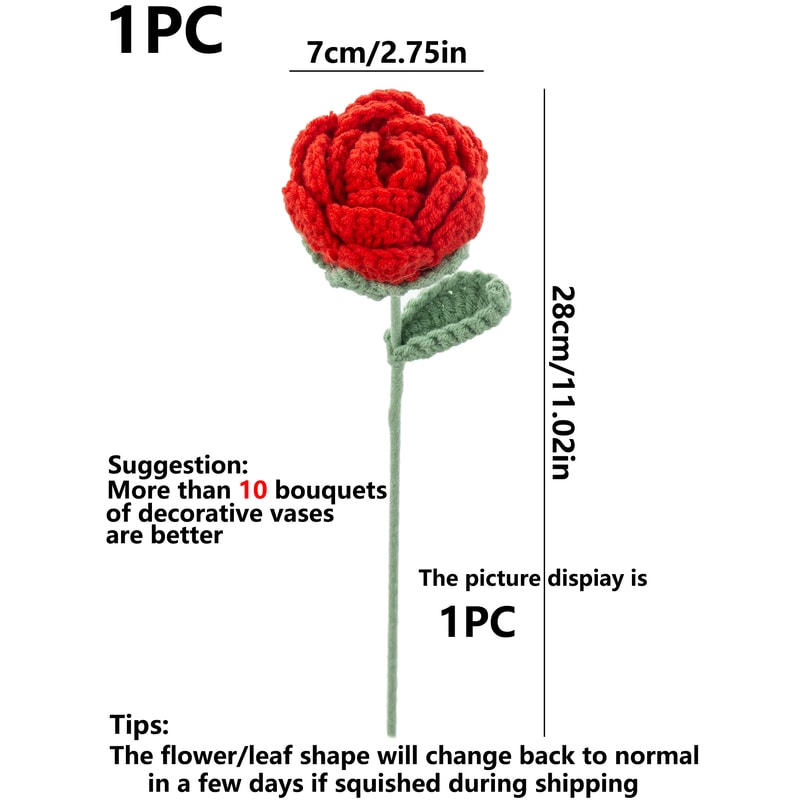 Artificial Handmade Crochet Rose, Wedding Bridal Bouquet, Outdoor Garden Arch, DIY Gift Box, Home Bonsai, Party Decor