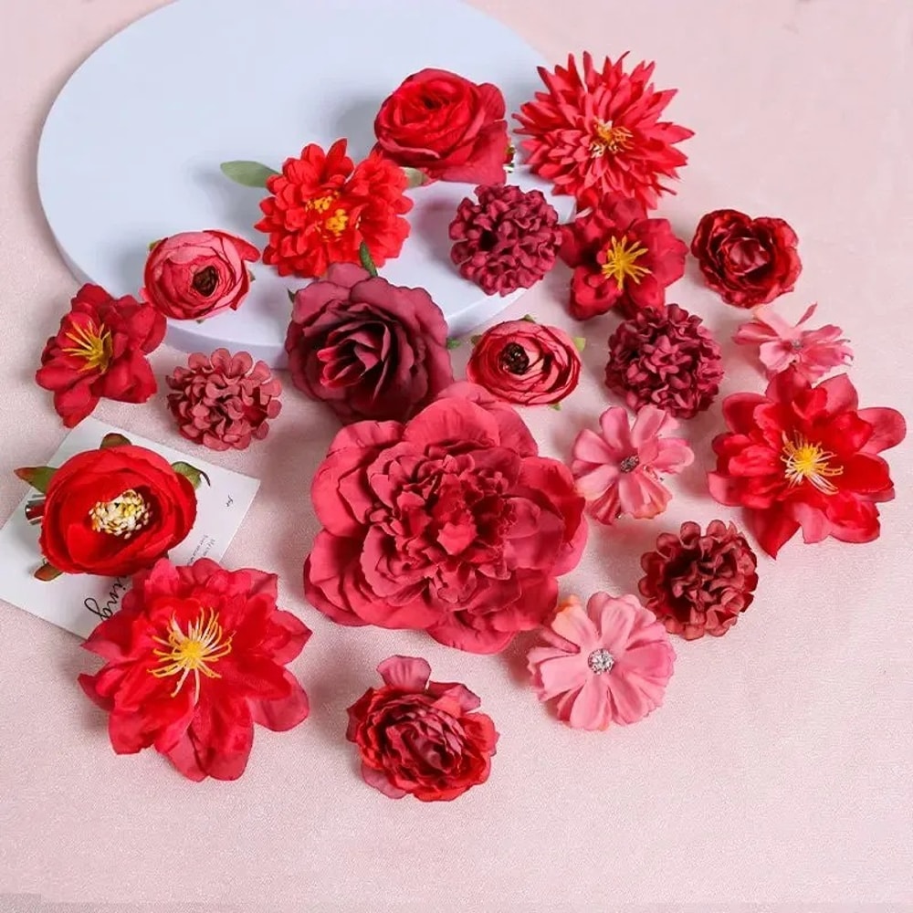 Artificial Flowers, Silk Rose Fake Flowers, Wedding Decoration, DIY Craft Garland, Bouquet Accessory for Home Room
