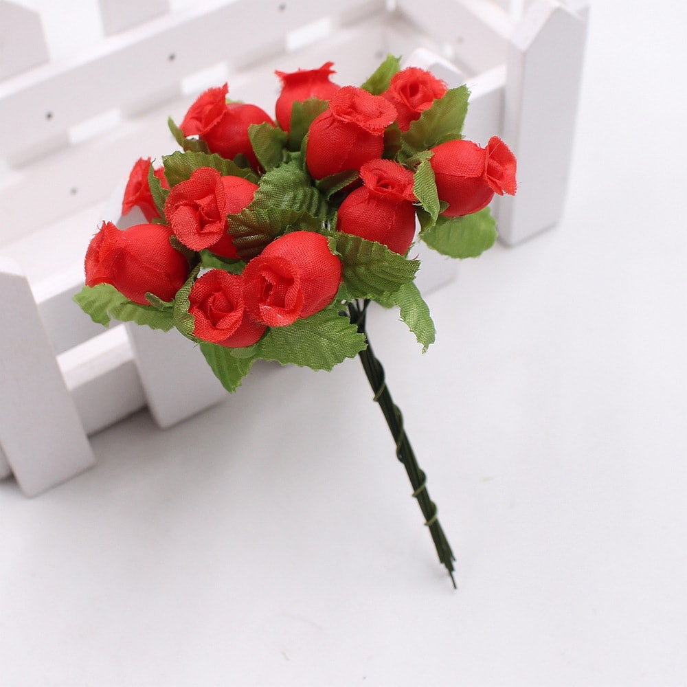 Artificial Flower Silk Rose Bouquet for Wedding Decoration, DIY Scrapbook, Craft Flowers, Wreath Gift Box Decor