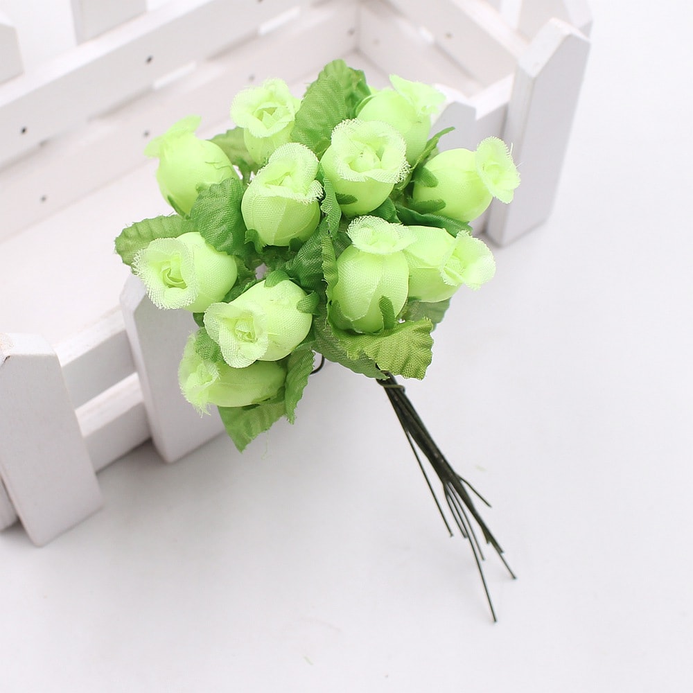 Artificial Flower Silk Rose Bouquet for Wedding Decoration, DIY Scrapbook, Craft Flowers, Wreath Gift Box Decor