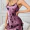 Women's Holiday Imitation Silk Nightdress, Four Seasons Love Print Fashion V-neck Open Slip Elegant Nightgown