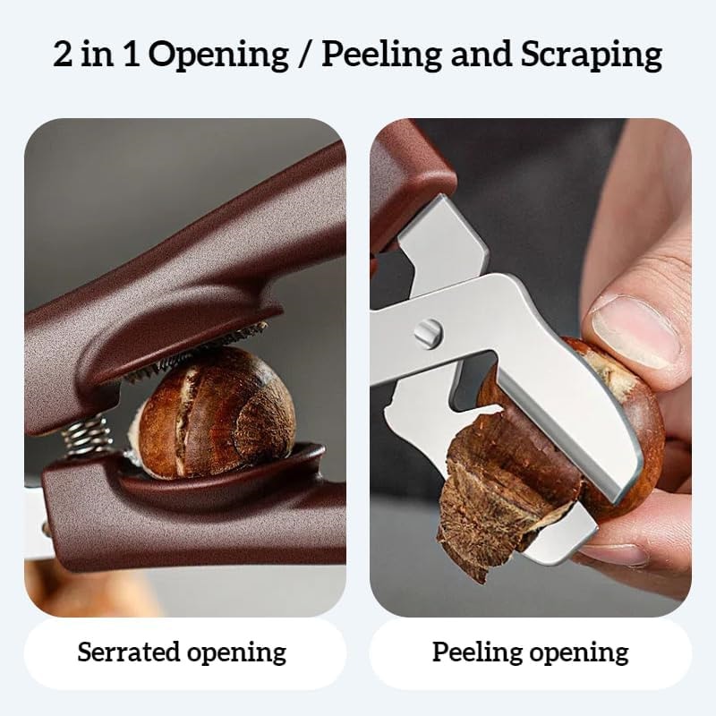 Portable Chestnut Shell Opener, Cross Peeler Stainless Steel Nutcracker, Multifunction Chestnut Open Clip Tools