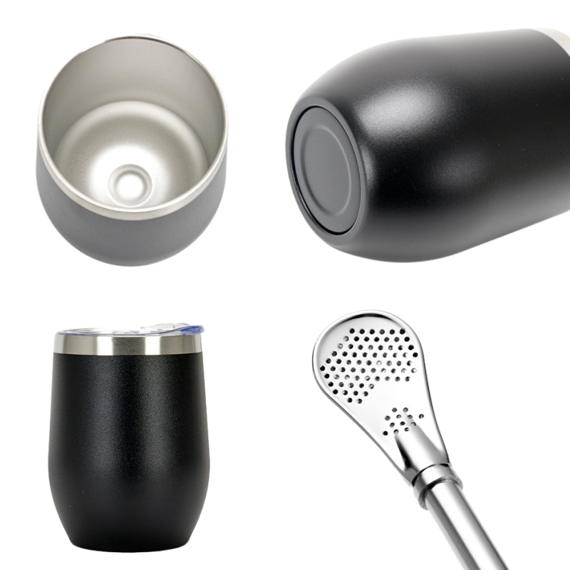 Yerba Mate Gourd Set DoubleWall Stainless Steel Mate Tea Cup Bombilla Set Include Yerba Mate Gourd 2