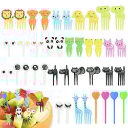animal food picks mini forks for kids, cute fruit fork bento box, bento accessories, food decoration fork, fun food pick