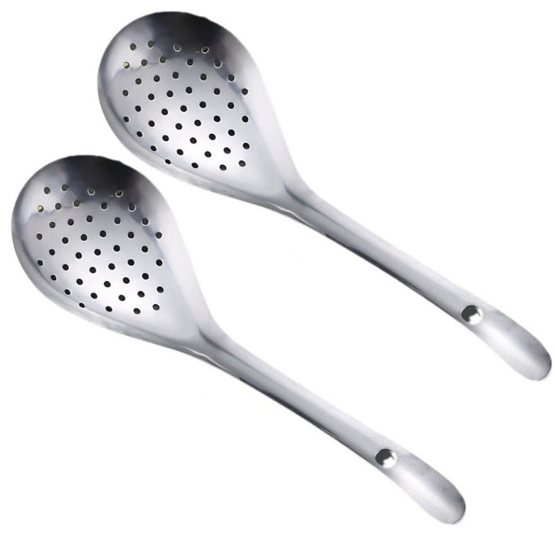 Stainless Steel Strainer Spoon, Skimmer Slotted Spoon, Kitchen Colander, Spaghetti Drain Spoon, Pepper Strainer for Food