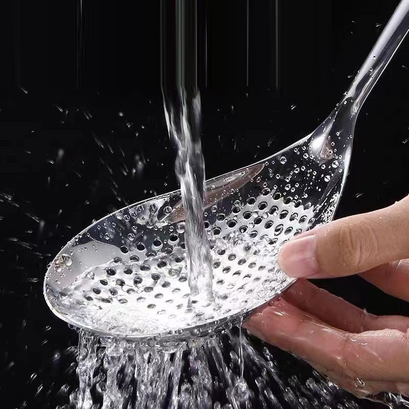 Stainless Steel Strainer Spoon, Skimmer Slotted Spoon, Kitchen Colander, Spaghetti Drain Spoon, Pepper Strainer for Food