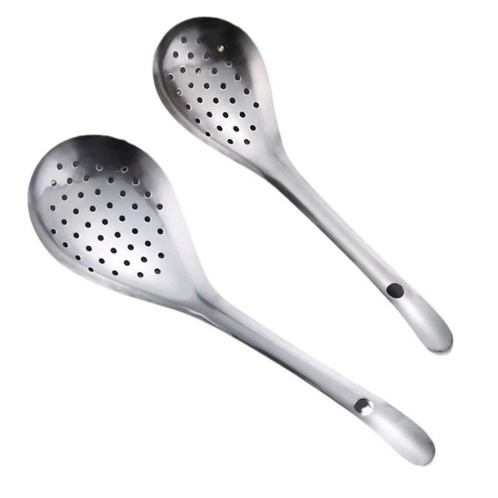 Stainless Steel Strainer Spoon, Skimmer Slotted Spoon, Kitchen Colander, Spaghetti Drain Spoon, Pepper Strainer for Food