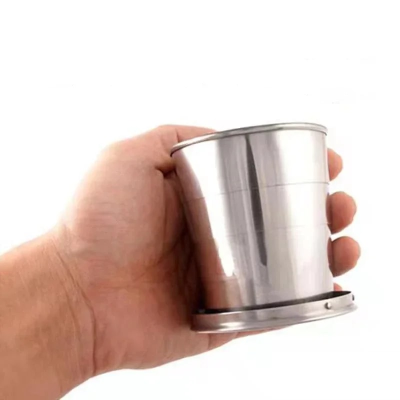 Stainless Steel Folding Cup Camping Cookware Retractable Cup Teacups Teaware Camp Utensils Tablewar 3