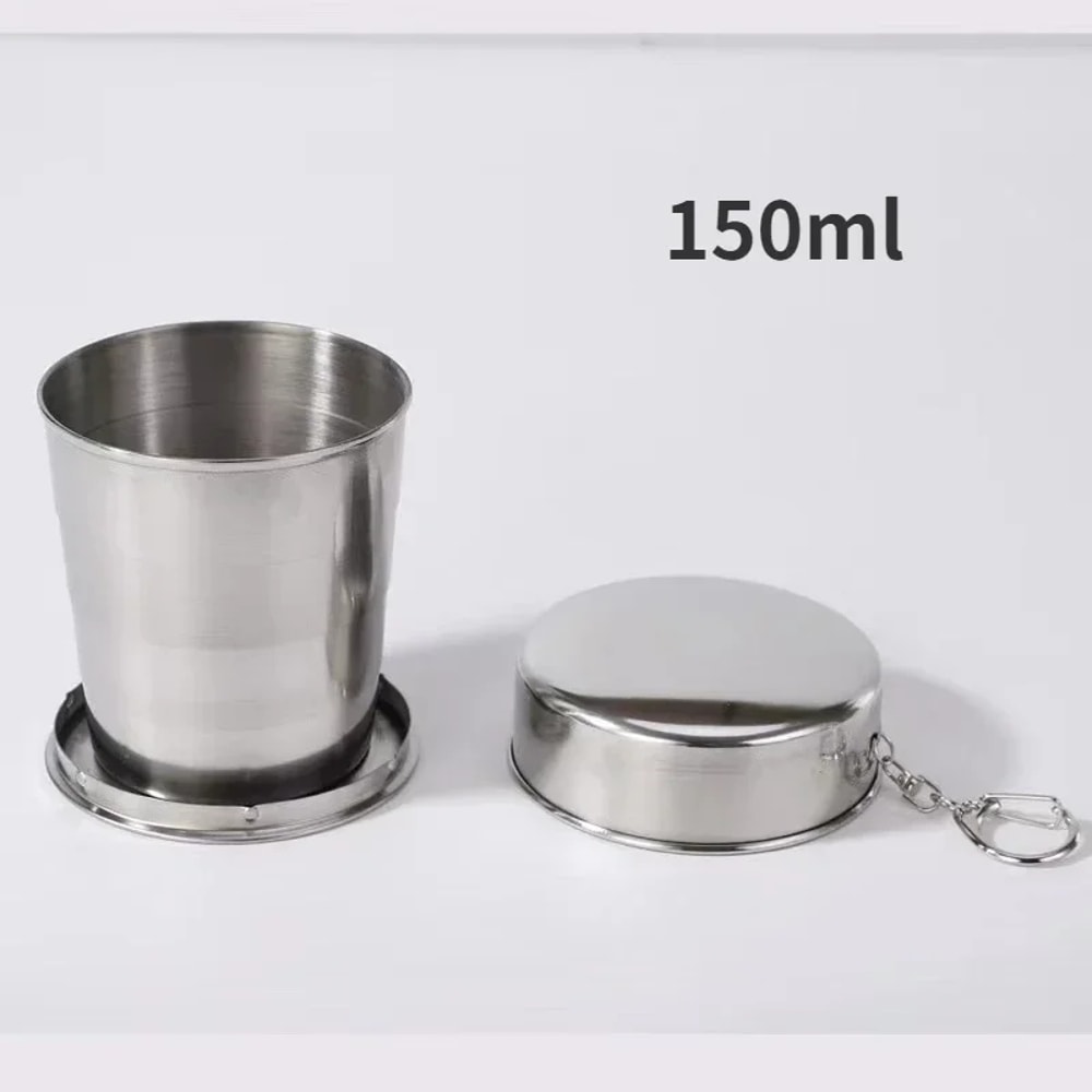 Stainless Steel Folding Cup Camping Cookware Retractable Cup Teacups Teaware Camp Utensils Tablewar 6