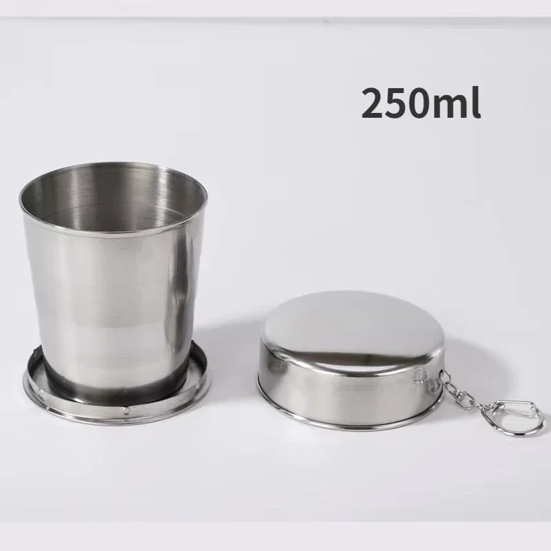 Stainless Steel Folding Cup Camping Cookware Retractable Cup Teacups Teaware Camp Utensils Tablewar 7