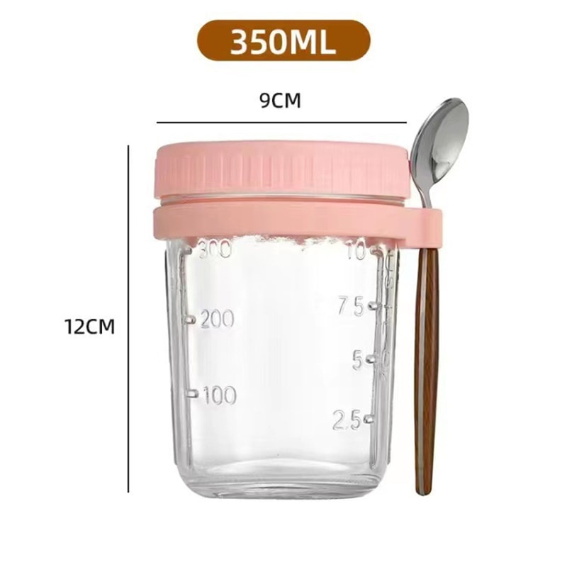 Overnight Oats Container With Lid And Spoon Airtight Oatmeal Container With Scale Portable Fruit Sa 4