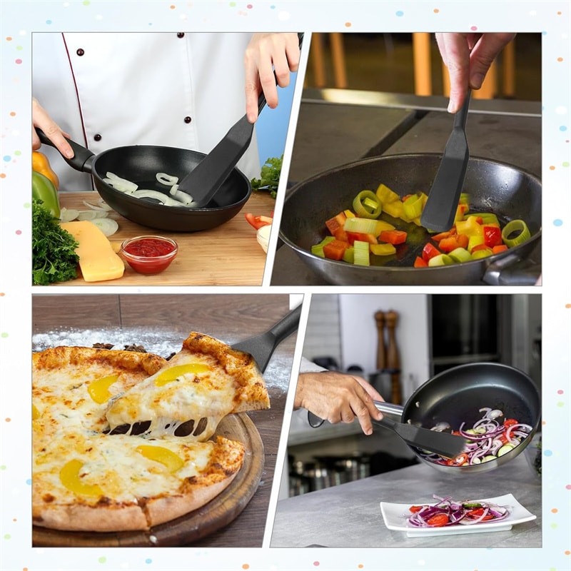 Silicone Spatula Turner, Heat Resistant Non-Stick Pancake Spatula, Turner for Eggs, Fish, Pizza, Wide and Thin Pancakes