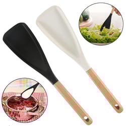 silicone spatula cooking spoon with wooden handles, nonstick baking spatulas, multi-function mixing spoons for cooking