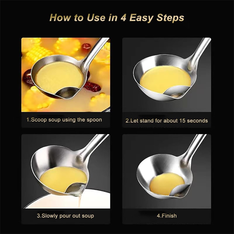 Stainless Steel Oil Separator Soup Colander Spoon Soup Gravy Oil Fat Separator Grease Strainer Spoo 4