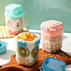 double-layer salad cup with ice grids, spoon seasoning rack, salad cups, crisper, cereal, yogurt fruit storage box food